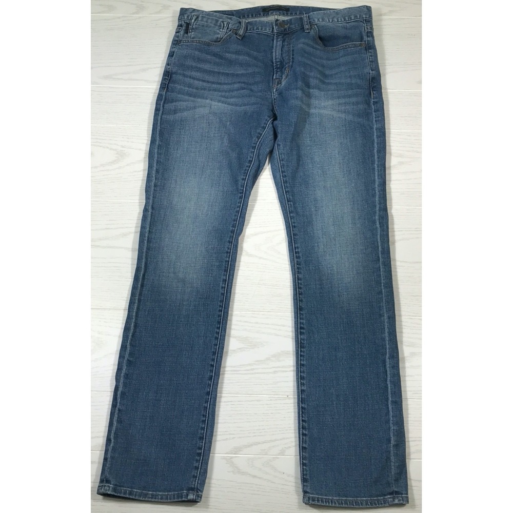 John Varvatos Bowery Slim Straight Jeans 34x32 Blue 99% Cotton Mid Rise Designer